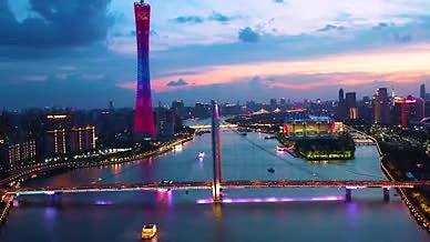 日落余晖广州珠江桥梁城市傍晚视频的预览图